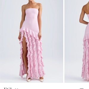 Oh Polly Strapless Pink Ruffle Dress